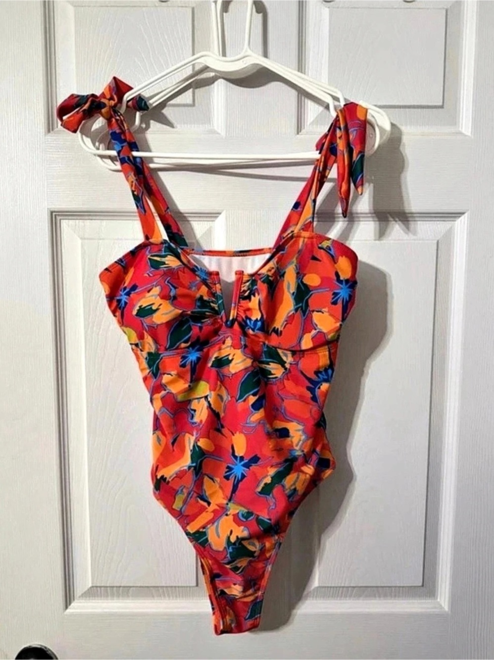 Floral One-Piece Swimsuit in Orange & Blue Like New